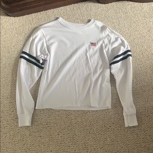 White Semi-Cropped Long Sleeved